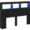 vidaXL Testiera con Contenitore a LED Rovere Nero 140x17x102 cm