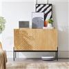 OCACA Credenza a 2 ante e gambe in metallo, buffet, comò con design a linee, dimensioni: altezza 75 cm, larghezza 100 cm, profondità 40 cm
