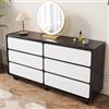 Bladez Comò bianco e nero, 140 cm, con 6 cassetti, moderna credenza per soggiorno con telaio nero e piedini in metallo, cassettiera con molto spazio, per soggiorno, camera da letto, corridoio