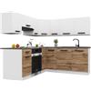 B BELINI GROUP Belini ITALIA 6 Cucina Angolare 360cm Bianco-Marrone Dorato Opaco | Cucina completa componibile, mobili pensili e bassi inclusi, montaggio facile