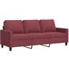 vidaXL Divano a 3 Posti Rosso Vino 180 cm in Tessuto