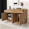 Lexiou 135 x 40 x 81 cm, credenza multifunzionale, armadio decorativo in effetto legno originale, con 3 ante e 3 cassetti, ampio armadio da cucina
