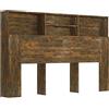 vidaXL Testiera con Scomparti Rovere Fumo 160x19x103,5 cm
