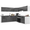 B BELINI GROUP Belini ITALIA 7 Cucina Angolare Componibile 420cm Grigio Lucido | Cucina completa componibile, mobili pensili e bassi inclusi, montaggio facile