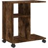 vidaXL Bijzettafel met wieltjes 50x30x55 cm hout gerookt eikenkleurig