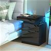 Lvhcmfohm Comodino con luce LED, Comodini con Stazione di Ricarica, Comodini Camera da Letto con 3 Cassetti e USB (Nero, 45x40x67cm)