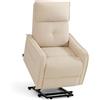 MCombo M Poltrona TV con Alzata Elettrica, Poltrona TV con funzione reclinabile fino a 135°, Massaggio & Riscaldamento, piccolo alzapersona, poltrona senior per soggiorno 7027 (Beige)