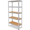 AERREGI Scaffale in metallo 4 e 5 ripiani per carichi pesanti zincato per garage per ripostiglio, per officina | Scaffale con ripiani MDF | Montaggio ad incastro | (180X80X30)