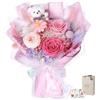 MAMAMIKO Rose Stabilizzate Rosa Confetto con Orsetto, Fiori Eterni, Regalo Donna