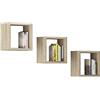 AKORD | Mensola da Parete K | Set di 3 Mensole Quadrate | 25 x 25 cm | Per Libri Fiori | Per Soggiorno Camera da Letto | pannello laminato 16 mm | Rovere Sonoma
