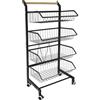 pochcicou Carrello da cucina, 4 ripiani, rimovibile, con ruote, per bagno, cucina, nero