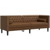 vidaXL Driezitsbank Chesterfield-stijl met bolsters kunstsuède bruin