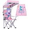 Halinuia Sedia da campeggio per bambini con ombrellone, sirena per bambini, sedia pieghevole con supporto per bevande, sedia da giardino portatile, sedia da spiaggia rosa, sedia da campeggio per parco