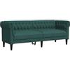 vidaXL Driezitsbank Chesterfield-stijl stof donkergroen