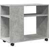 vidaXL Tavolino con Ruote Grigio Cemento 70x35x60 cm in Truciolato