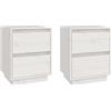 vidaXL Nachtkastjes 2 st 40x35x50 cm massief grenenhout wit
