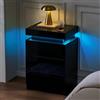 CLIPOP Comodino Lucido con LED, 3 Cassetti Tavolino Comodino con 16 colori RGB luci LED, Comodini Cassettiera per soggiorno camera da letto