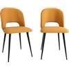 Lvhcmfohm - Set di 2 sedie per sala da pranzo con schienale, in tessuto a righe, morbide e comode per sala da pranzo, soggiorno (Giallo)