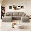 Henjda Divano angolare con funzione letto, 241 cm, motivo nuvole, divano letto modulare a forma di U, 3 posti con 2 ottomani, divani sezionali per soggiorno, non richiede montaggio, cammello: chaise