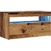 vidaXL Tv-meubel met LED 75x35x40 cm bewerkt hout oud hout