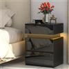 Lvhecforhm Lvechforhm Comodino con Striscia con illuminazione LED, Comodino Stretto con 3 Cassetti, Tavolino in Stile Moderni, Comodini Camera da Letto 40x35x55cm Nero, per Soggiorno Classico Organizzatore