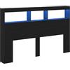 vidaXL Testiera con Contenitore a LED Rovere Nero 160x17x102 cm