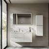BRIDGE BENO Mobile lavabo sospeso 100 cm con lavabo in resina minerale, 2 cassetti e 1 anta, ultrasottile con chiusura ammortizzata, frontale scanalato, per bagno grande, Bianco Opaco