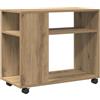 vidaXL Tavolino con Ruote Rovere Artigianale 70x35x60 cm in Truciolato