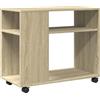 vidaXL Tavolino con Ruote Rovere Sonoma 70x35x60 cm in Truciolato