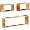 vidaXL Set Mensole Cubiche da Parete 3 pz in Legno Massello di Mango
