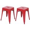 Mendler Set 2X sgabelli poggiapiedi bistrot Design Industriale HWC-A73 Metallo Verniciato - Rosso