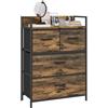 HOMCOM Cassettiera 4 Cassetti Piano D'Appoggio 60x29x85 cm Marrone e Nero
