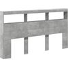 vidaXL Testiera con Contenitore a LED Grigio Cemento 180x17x102 cm
