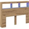 vidaXL Testiera con Contenitore a LED Rovere Artigianale 140x17x102 cm