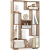 COSTWAY Libreria Geometrica 120 cm, Scaffale per Libri con Ripiani Aperti, Scaffale da Esposizione Moderno con Kit Anti-ribaltamento, Ideale per Casa Ufficio o Soggiorno (Naturale)
