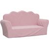 vidaXL Divano per bambini a 2 posti rosa in morbido peluche