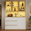 NADEUSAK Vetrinetta, mobile alto 40x120×200cm, con piano di lavoro allungato, mobile multifunzionale, bianco e rovere - Vetrinetta in vetro, mobile alto per cucina e libreria