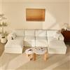 Litbird Divano Angolare Modulare 340 cm, 6 Moduli, Ciniglia, Bianco puro
