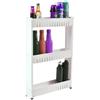 BM Carrello Portaoggetti con Ruote a 3 Ripiani - Scaffale Salvaspazio Mobile da Cucina, Bagno o Lavanderia - Organizzatore Slim tra Mobili, in Plastica Resistente, Facile da Pulire (55X12X72CM)