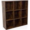 hjh LIVING Scaffale a 9 scomparti, aperto BJORKE 97,5x30x100 cm, libreria con pannello posteriore, divisorio a cubo, rovere fumé