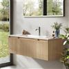 BRIDGE BENO Mobile lavabo sospeso 120 cm con lavabo in resina minerale, 1 cassetto e 2 ante, ultrasottile con chiusura ammortizzata, frontale scanalato, per bagno grande, Golden Sand