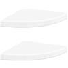 vidaXL Scaffali Angolari a Parete 2 pz Bianco Lucido 35x35x3,8 cm MDF