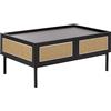 Beliani Tavolino da caffè Boho Cassetti in rattan Struttura in ferro MDF con intreccio viennese Nero