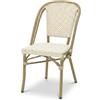 Kosmi Sedia da bistrot per esterni interni impilabili - struttura in alluminio effetto bambù - seduta e schienale in tessuto intrecciato - stile terrazza del caffè parigino - giardino, balcone, ristorante