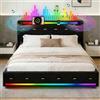 EBSFBD Struttura letto 160x200 cm con altoparlante Bluetooth,Velluto,Nero