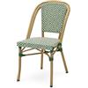 Kosmi Sedia da bistrot per esterni interni impilabili - Struttura in alluminio effetto bambù - Seduta e schienale in tessuto intrecciato - Stile terrazza del caffè parigino - Giardino, Balcone, Ristorante
