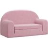 vidaXL Divano Letto per Bambini a 2 Posti Rosa in Morbido Peluche