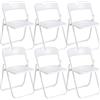 Baroni Home Set da 6 Sedie Pieghevoli con Struttura in Acciaio e PVC, Seduta Salvaspazio Richiudibile con Piedini e Maniglia, da Viaggio, Cucina, Soggiorno, Camera da Letto, 74x43x49 cm, Bianco
