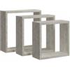 vidaXL Mensole a Cubo da Parete 3 pz Grigio Cemento