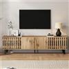 MAMAINI 180 x 40 x 55 cm, centro di intrattenimento per TV da 70 pollici, tavole basse in colore legno originale, 8 ripiani separati, supporto TV, adatto per soggiorno